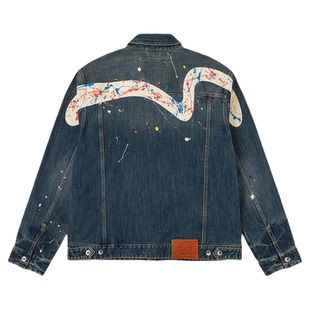EVISU福神 2026年春季新款男士涂鸦图案牛仔夹克外套