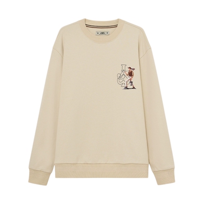 JDV商场同款米色纯棉印花卫衣