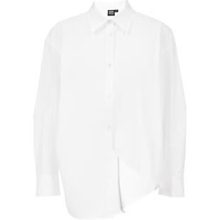 Vero Moda奥莱衬衫女2025秋季新商场同款纯棉不规则纽扣褶皱上衣