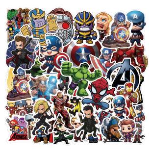50张Q版卡通动作动画电影合集漫威贴纸装饰手机电脑充电宝笔记本水杯收纳柜储物箱桌面墙面不干胶防水贴纸