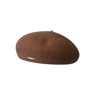 红色帽子女冬季澳洲纯羊毛呢贝雷帽女文艺复古大头围画家帽显脸小