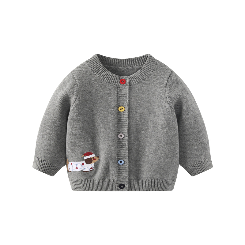 波步婴儿秋冬款加绒保暖毛衣男宝宝针织上衣外套男童外穿加厚冬装