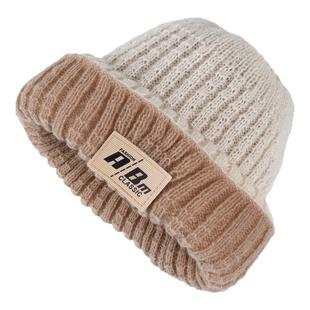 冬天日系针织帽子女秋冬双面戴包头月子帽护耳保暖韩版毛线堆堆帽