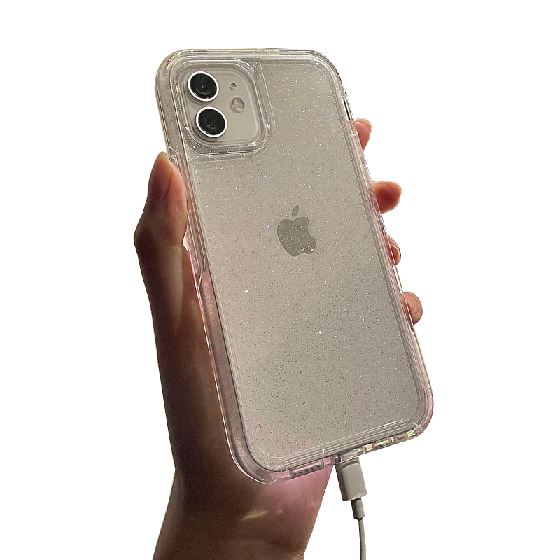 简约透明细闪适用苹果17promax手机壳新款iphone16全包防摔15高级感奢华13闪粉女神气质14软硅胶16pro