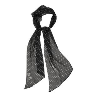 尉了Weiliao 山茶花波点雪纺真丝宽飘带围巾轻薄百搭黑白秋款丝巾