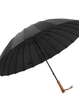 24骨加固三人黑色刻字长柄雨伞