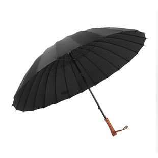 男士24骨长柄雨伞大号双人加固超大抗风三人黑色直柄防风商务刻字