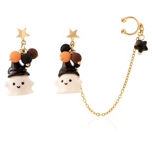 IPINK原创万圣节可爱阿飘耳骨夹幽灵ab版不对称耳钉耳夹无耳洞