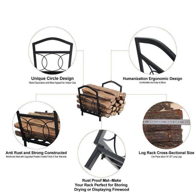 金属铁艺木头收纳架 木材堆放架 柴火架 木柴存储架