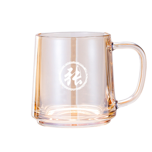 琥珀色加厚玻璃茶杯定制刻字茶楼棋牌室专用泡茶色喝水杯子-320ml