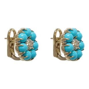 【野小花】时尚高级感925银镀18K金绿松石耳饰耳环原创设计