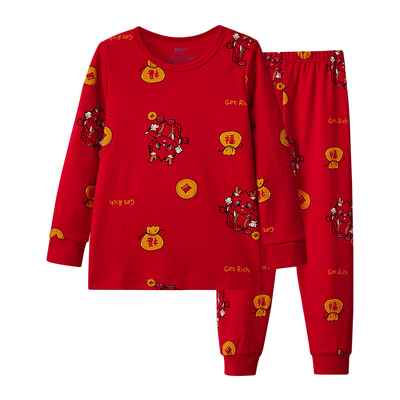 红豆儿童本命年秋衣秋裤12岁马年