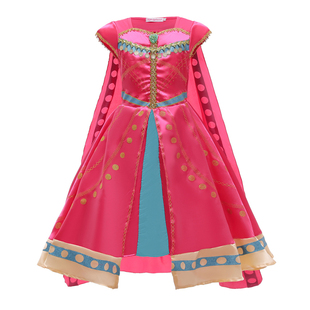 外贸女童阿拉丁神灯茉莉公主连衣裙童装万圣诞节披风cosplay服装