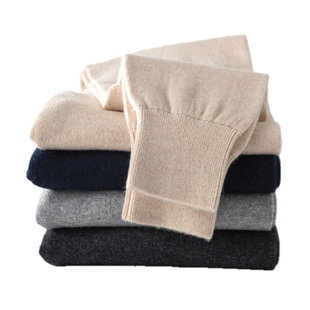 【优选】山羊绒裤男女士薄款修身保暖裤秋冬加厚打底高腰羊毛裤棉