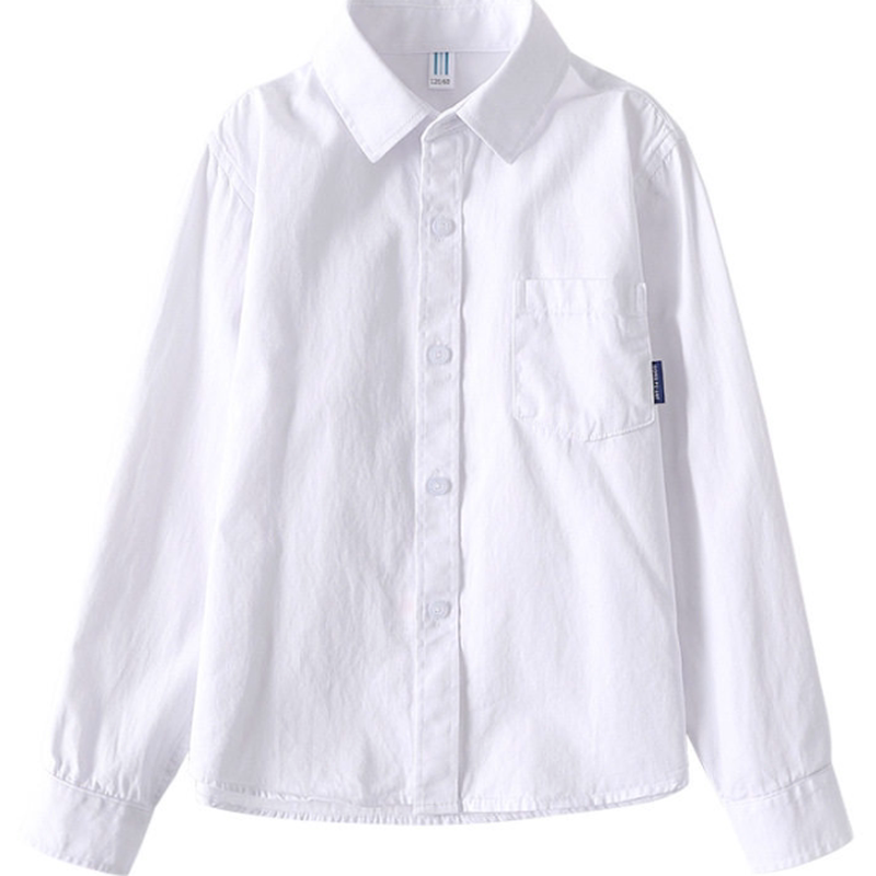 中小学生白衬衫儿童纯棉白色衬衣校服男童学院风班服女童表演出服