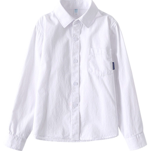 中小学生白衬衫儿童纯棉白色衬衣校服男童学院风班服女童表演出服
