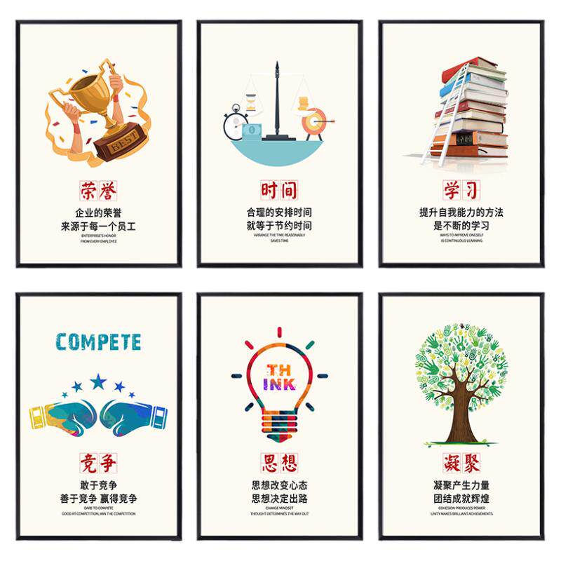 办公室装饰画励志挂画公司企业文化墙走廊标语海报会议室壁画定制