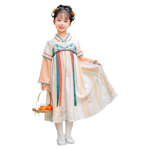 汪小荷童装汉服春秋季新品襦裙女童中国风连衣裙高端唐装国风礼服