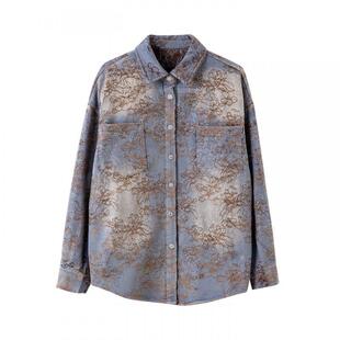 宝诗黎重工烫钻牛仔衬衫外套2026春季韩版宽松休闲百搭气质衬衣女