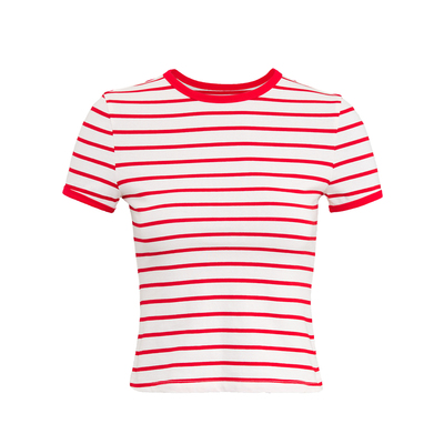 SMIIILE条纹修身圆领正肩短袖t恤