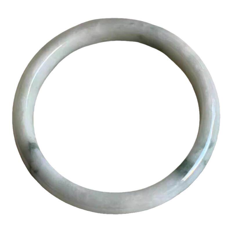 缅甸A货翡翠手镯白色飘花78.8mm