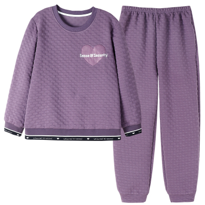 睡衣女秋冬空气棉纯棉套头大码