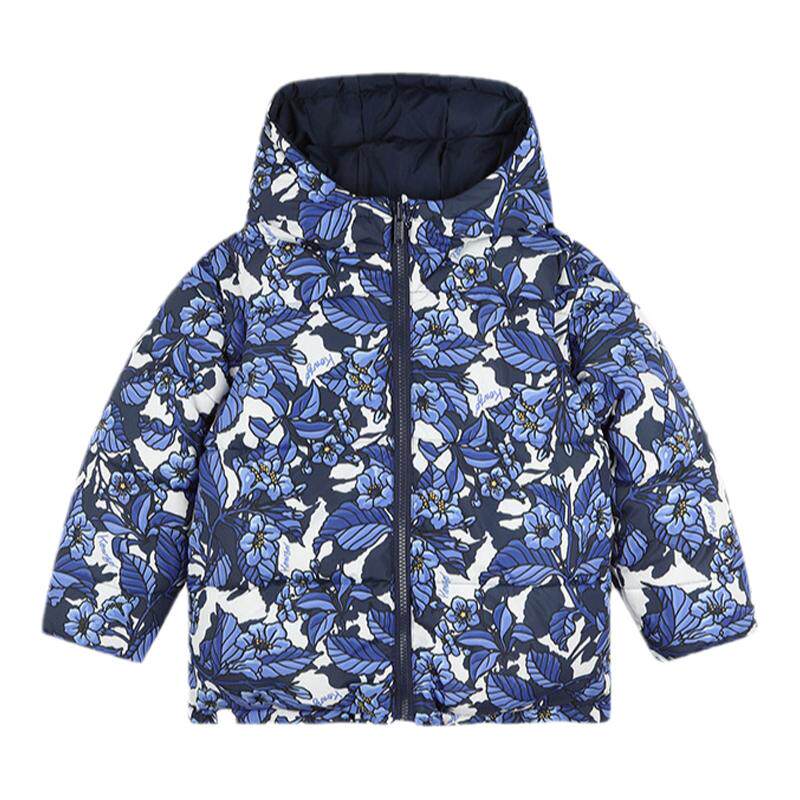 KENZO KIDS童装24秋冬新品儿童双面穿连帽加厚保暖拉链外套K60633