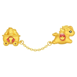 潮宏基好事发生马上有钱聚宝盆足金串珠黄金转运珠5D硬金鎏彩礼物