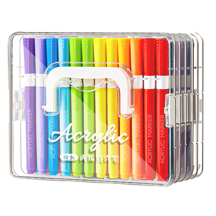 马克笔不透色可叠色小学生专用儿童美术彩色绘画笔笔芯水彩笔硬头丙烯马克笔美术生专用防水涂鸦丙烯笔涂鸦笔