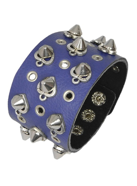 线条爱心伞形钉宝蓝柔软朋克手链