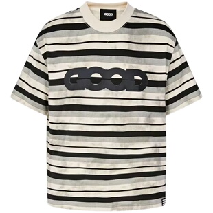 【高瀚宇同款】GOODBRAND 24SS 水洗破坏做脏条纹宽松短袖T恤