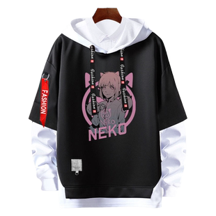 NEKO电子音乐手游音乐世界Cytus2周边假两件连帽卫衣男女外套帽衫