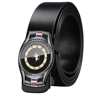 新款男士皮带纯牛皮光面合金自动扣时尚裤带商务休闲百搭腰带扣头