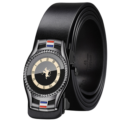 男士纯牛皮光面合金自动扣皮带款