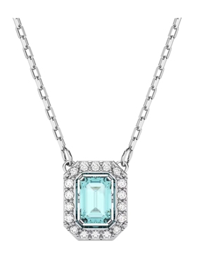 施华洛世奇Una 八角形切割蓝色项链精致高级感仿水晶锁骨链送礼物