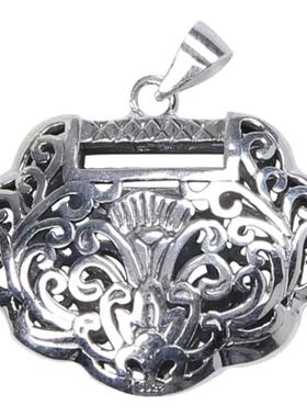 镂空长命锁泰银原创复古手链吊坠