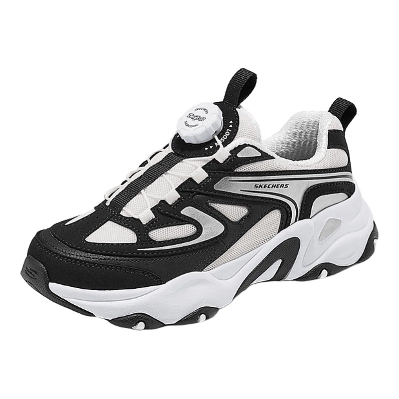 Skechers斯凯奇儿童女童旋钮扣青少年低帮减震舒适运动百搭老爹鞋
