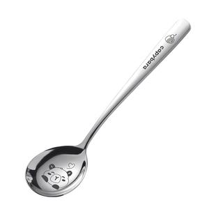 双枪316L不锈钢勺子家用儿童专用食品级西瓜勺饭勺调羹平底深汤匙