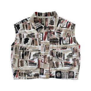 【我是小童】港风复古油画印花马甲男童春款女宝纯棉翻领潮酷背心