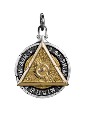 无垠情侣925银啪啪币吊坠可转动