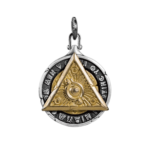 WUYIN无垠 神罚之眼925银吊坠啪啪币可动机关复古男士 原创潮流