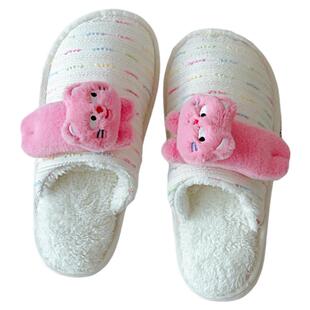 萌系可爱风棉拖鞋女秋冬室内加绒防滑毛毛鞋保暖情侣居家厚底外穿