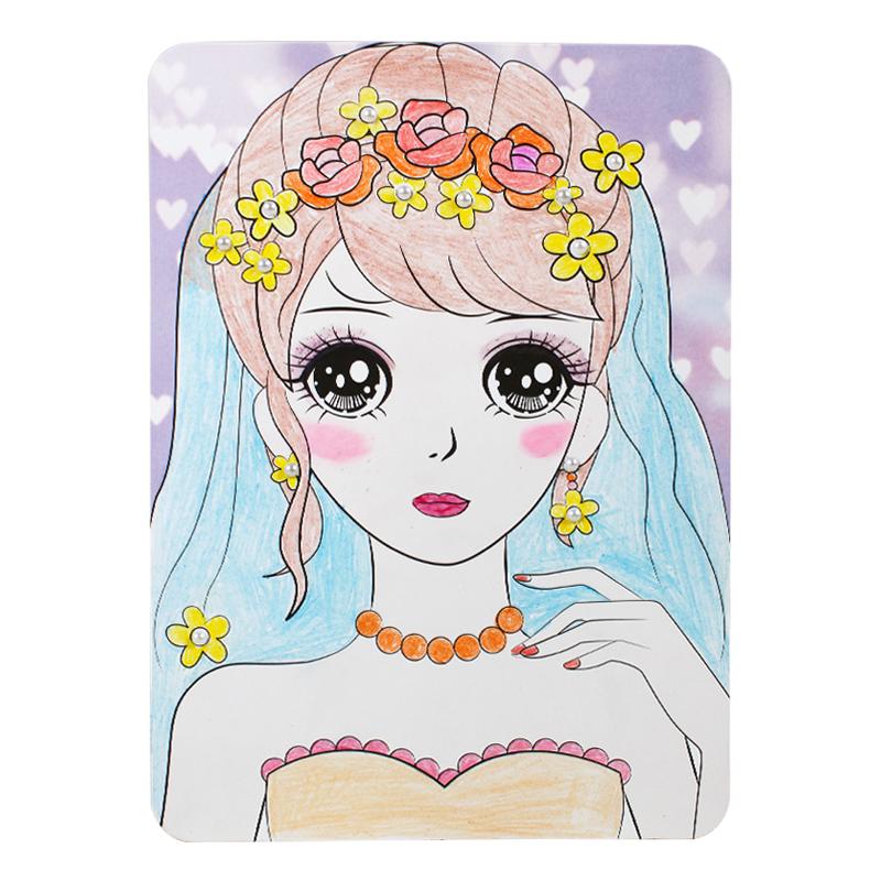 儿童涂颜色填充画公主化妆绘画