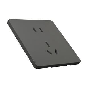 国际电工86型灰色开关面板家用墙壁暗装一开五孔插座带USB多孔5孔