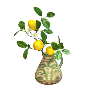 小摆件柠檬树枝水果实电视柜玄关餐桌装饰摆设仿真花假花花艺摆件