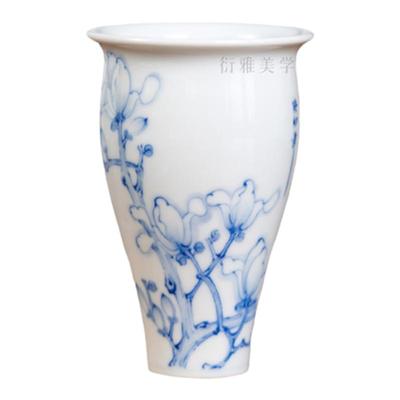 青樵轩爆款玉兰花青花瓷手绘茶具
