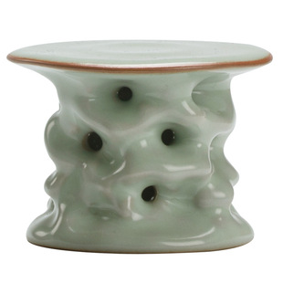 天青汝窑盖置汝瓷茶壶盖碗盖子陶瓷壶盖托茶具垫茶道摆件配件复古