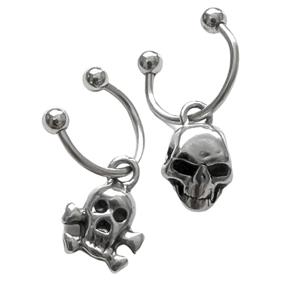 钛钢骷髅朋克耳环马蹄环男女防敏