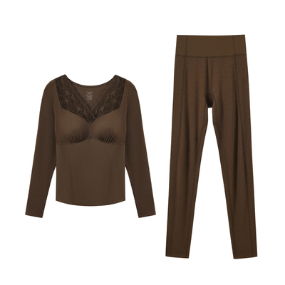 伊维斯美体保暖套装蕾丝领口