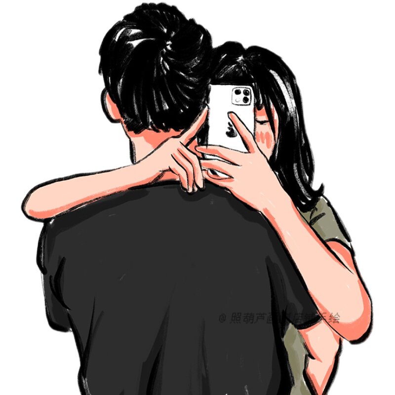 情侣手绘头像定制蜡笔风人物图片转漫画手绘宠物全家福画像约稿礼